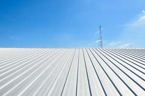 White metal commercial roof.