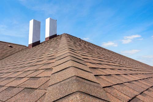 Red shingle closeup view.