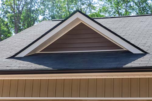 Closeup of a flat shingles commercial roof